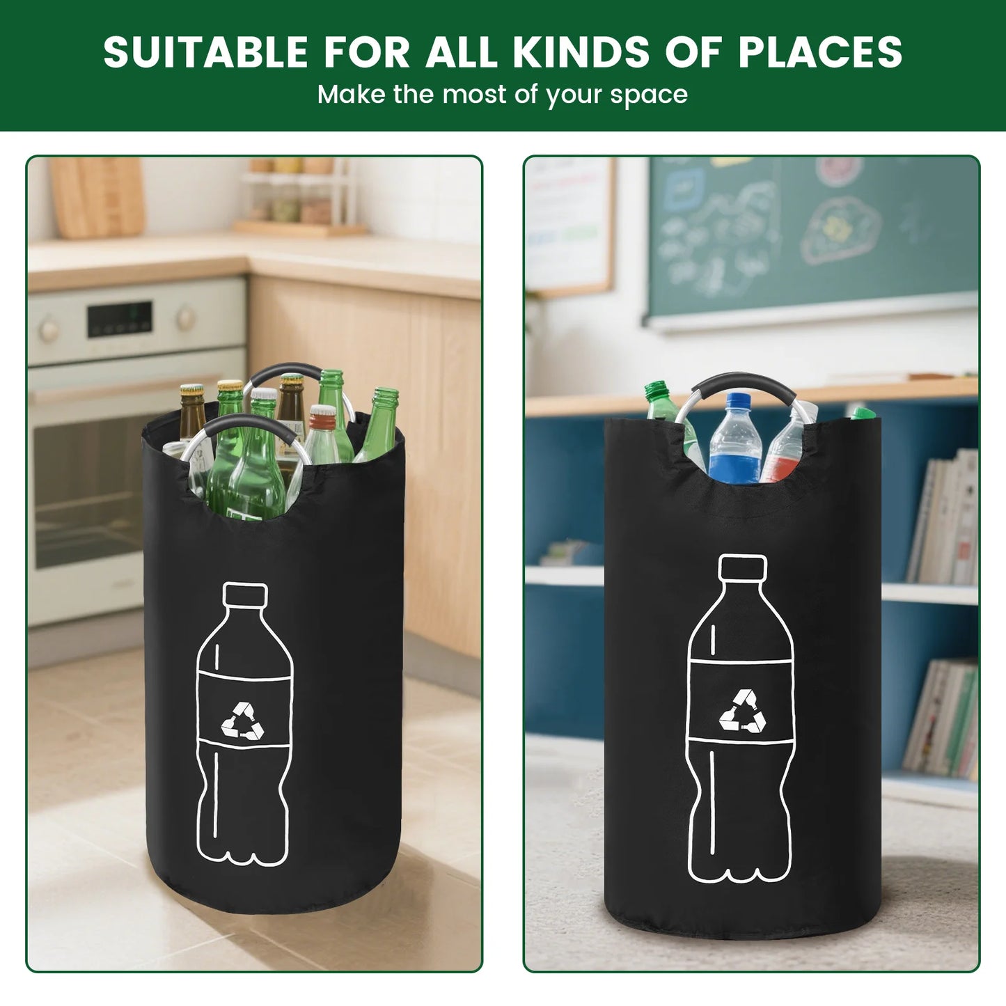 Cestino Pieghevole per Bottiglie Vuote – Grande Capacità con Manico in Alluminio