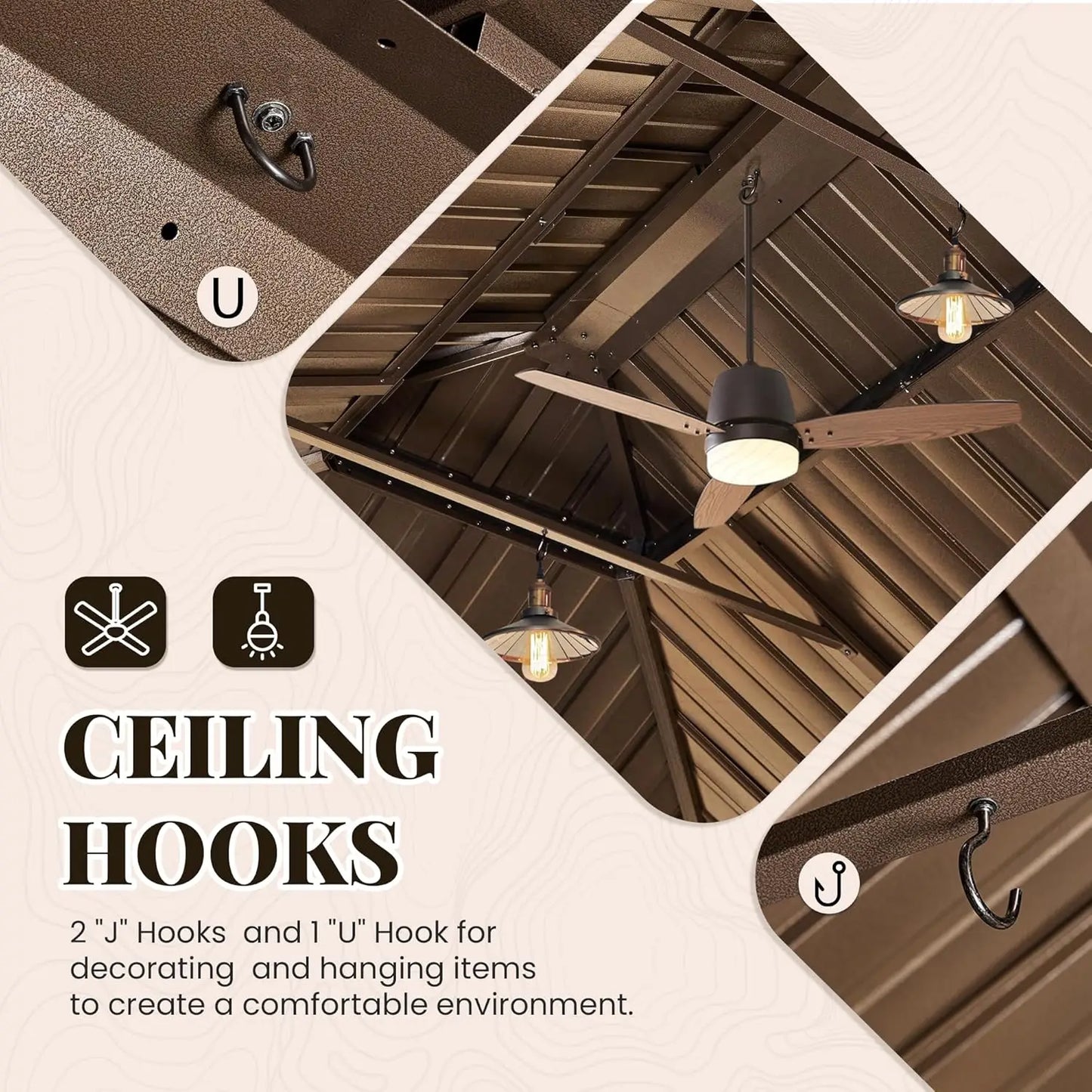 12' x 16' Hardtop Gazebo with Galvanized Steel Double Roof, Aluminum Pergolas Frame, Curtains and Netting Included,, Customized