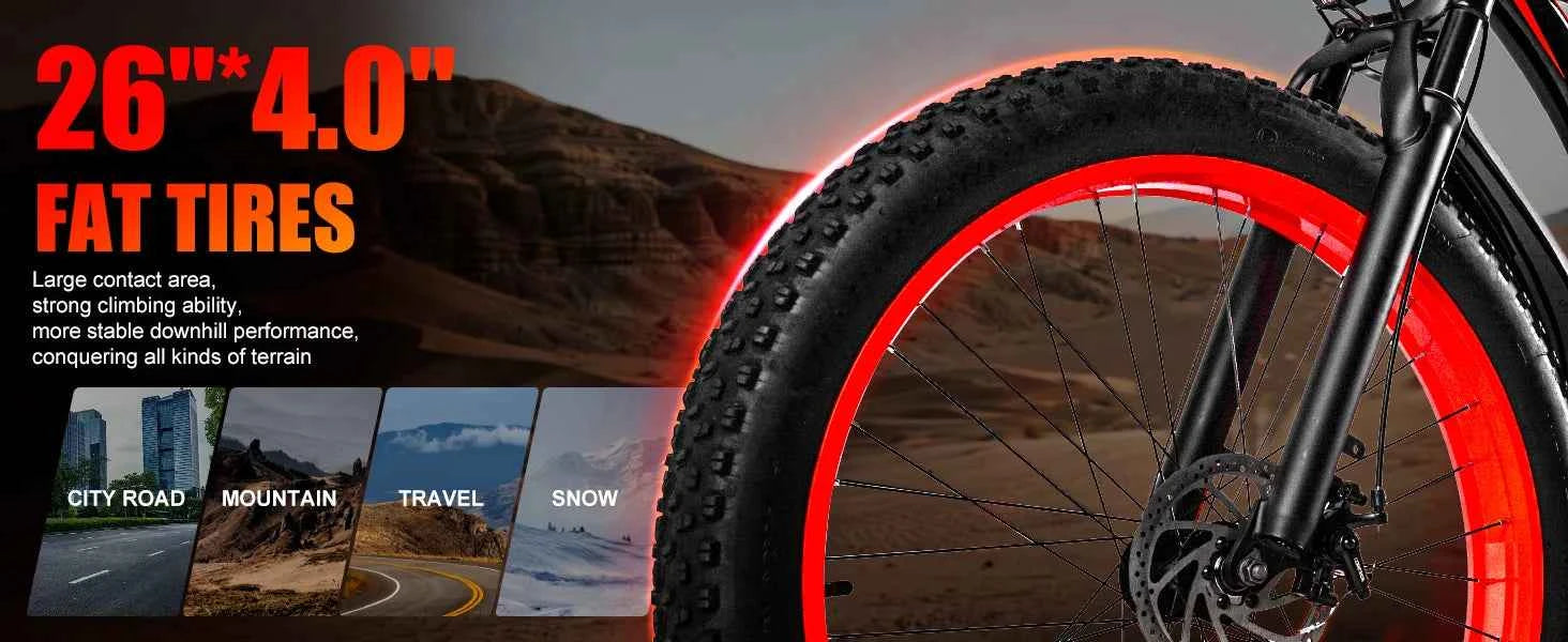 EOEOTWO E01 Electric Bike for Adults 1500W Peak Motor 26" Fat Tire Ebike 34MPH 60Miles Range UL2849 Certified Mountain Bicycle