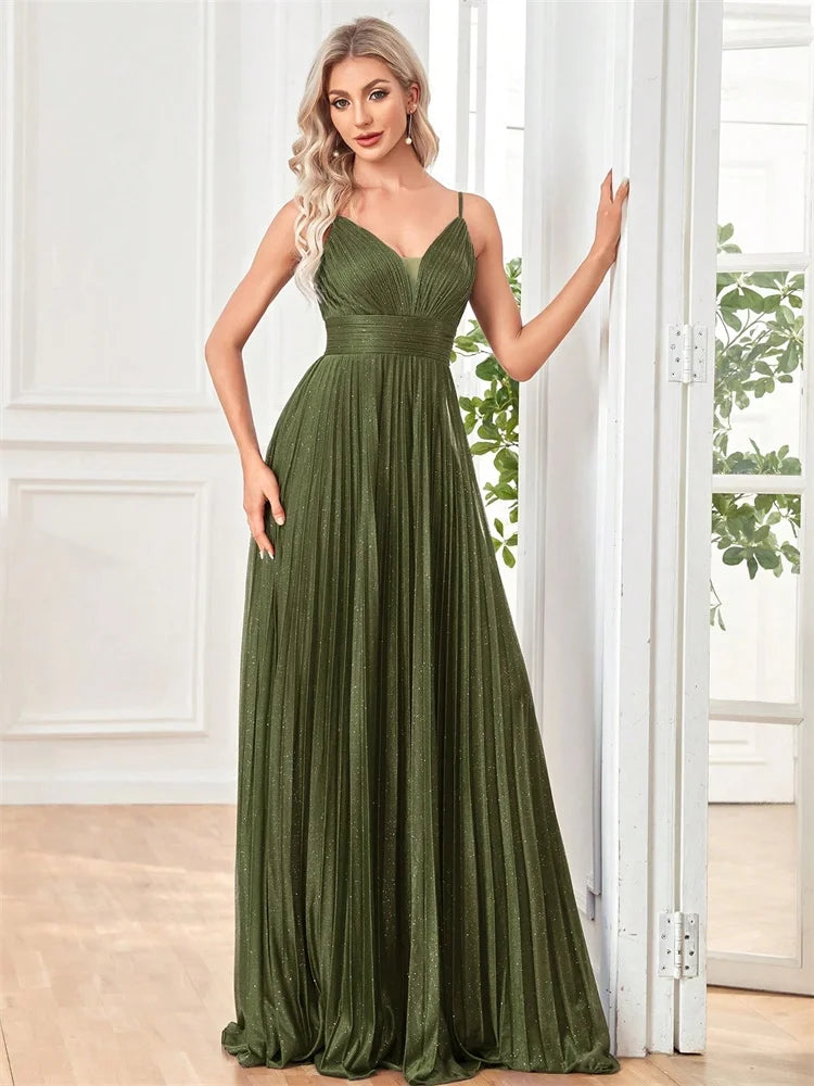 BLUEPLUM Elegant A-line Green Evening Dress Luxury Floor Lenght Women Backless Formal Wedding Party Prom Caicktail Dress Gowns