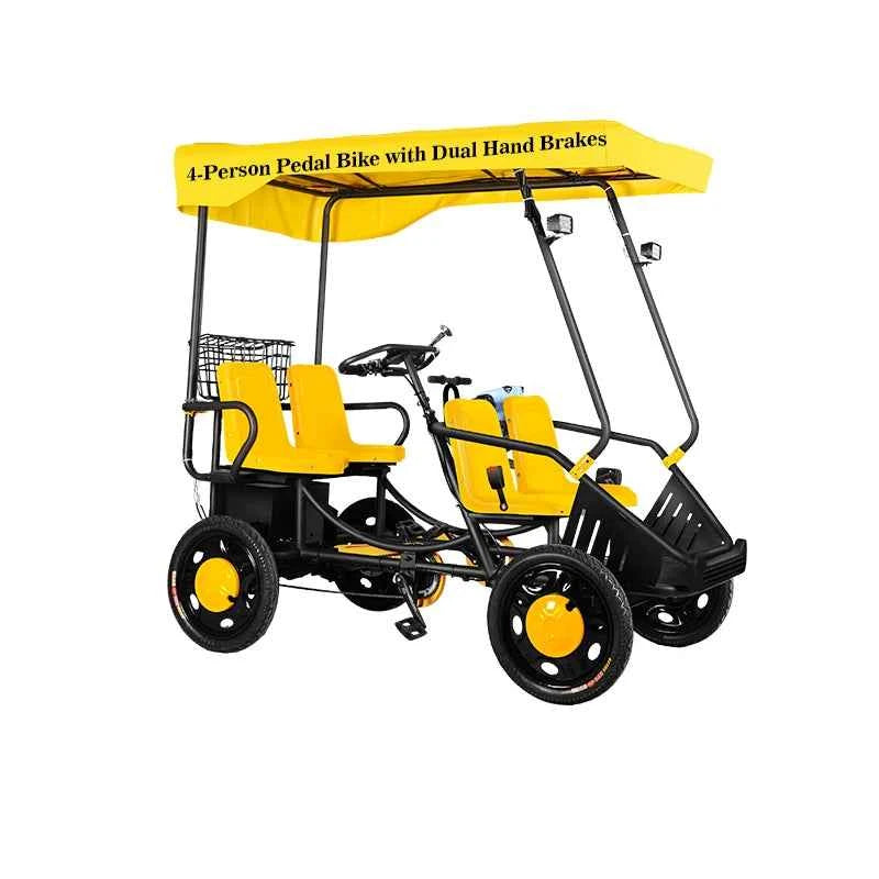 Four-wheel Four-seater Pedals, Electric Surrey Bicycle Park Tourist Venues for Family Use