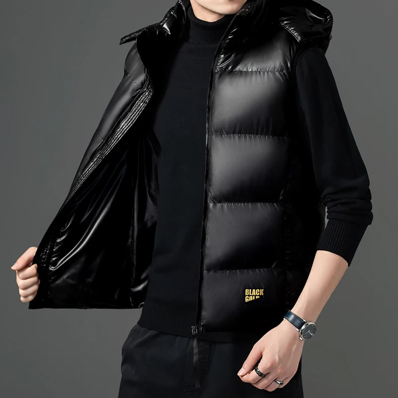 Brand Men Fashion Winter Vest Warm Coat Hooded Light Plus Size Mens Work Vests Waistcoat New Spring Autumn Sleeveless Jacket
