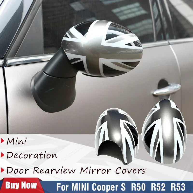 For Mini R50 R52 R53 One Cooper S Hatchback Convertible Car Decoration Accessories Auto Rear View 2pcs Mirror Covers