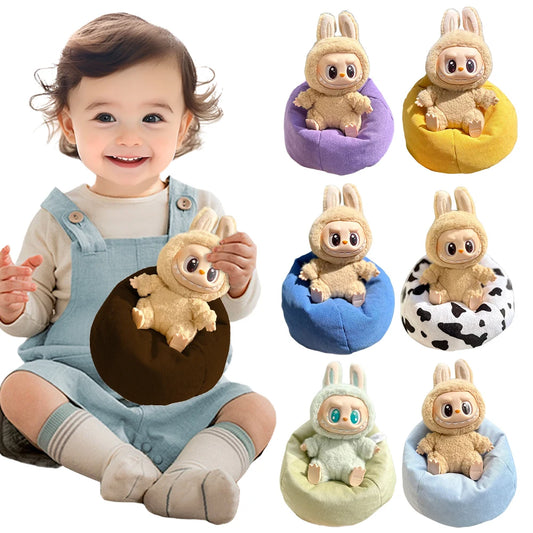 Per divano in miniatura Labubu con mobili a cuscino Mini divano pigro con cuscino Decorazione in miniatura Divano per bambole Decorazione della stanza delle bambole