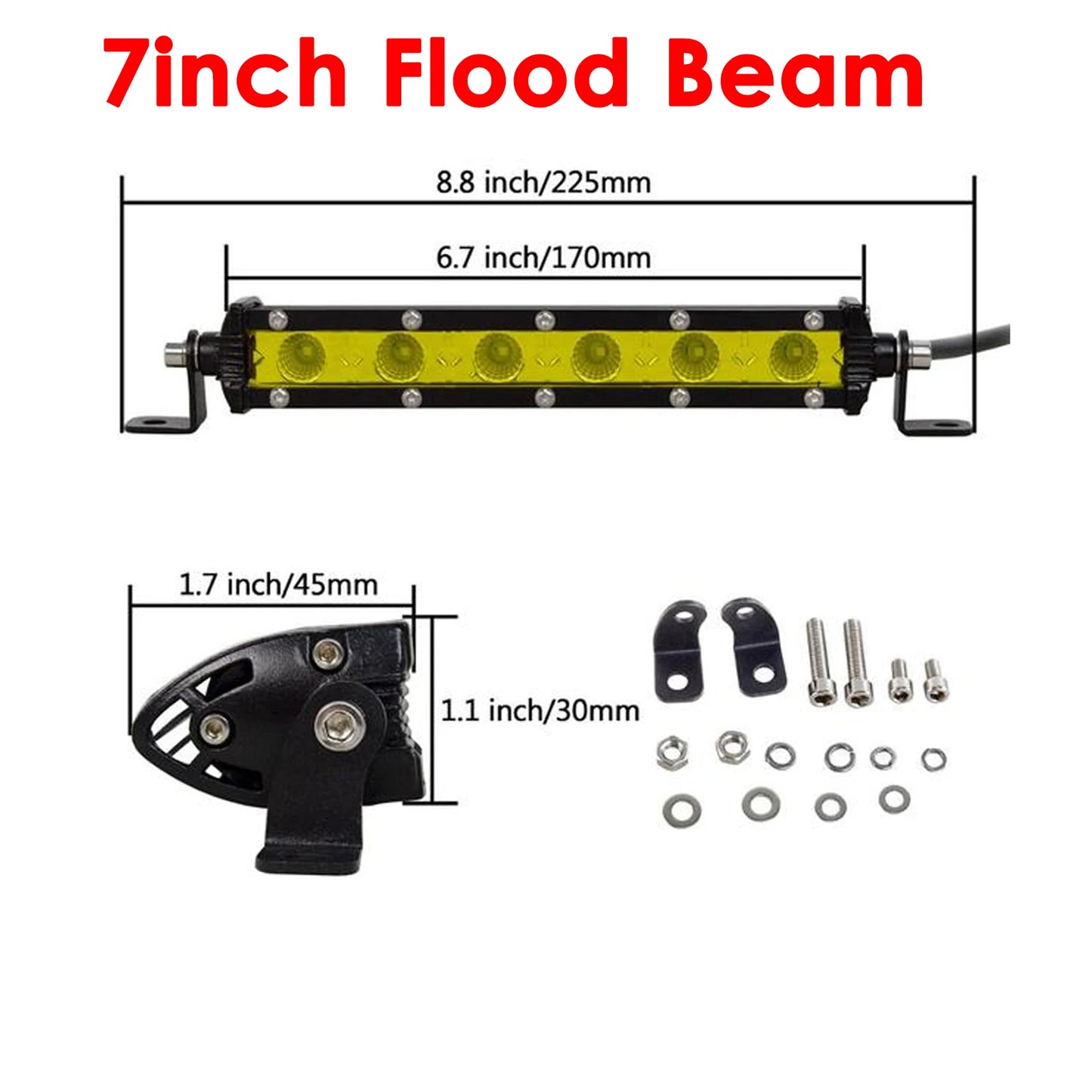 Yellow Single Row Slim 7 13 20 25 32 38 45 50 inch Off-road LED Work Light Bar Fog Driving For SUV UTV ATV 4X4 Truck Boat Car