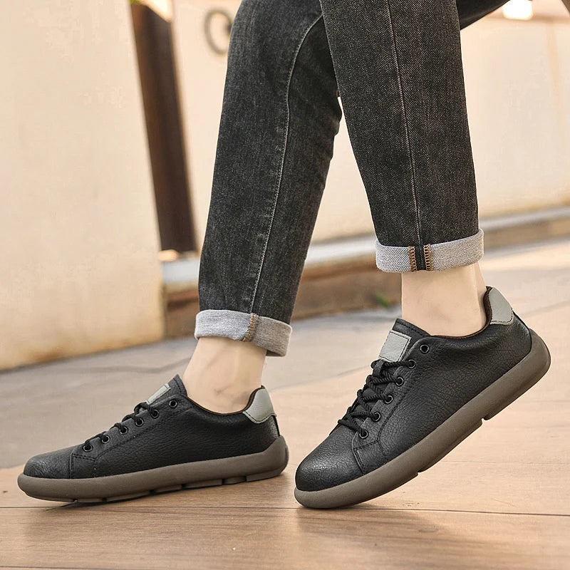 Genuine Leather Mens Casual Shoes New Design Male Sneakers Outdoor Lace-Up Skateboard Footwear Handmade Tenis Masculino Trainers