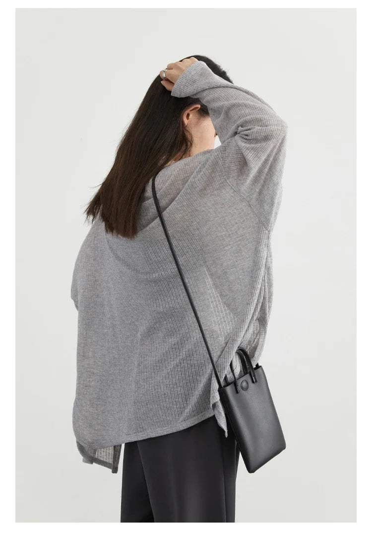 Women's Lightweight V-Neck Long Sleeve Cardigan Top, Sun Protection Spring Summer Autumn Jacket for Casual Daily Outwear