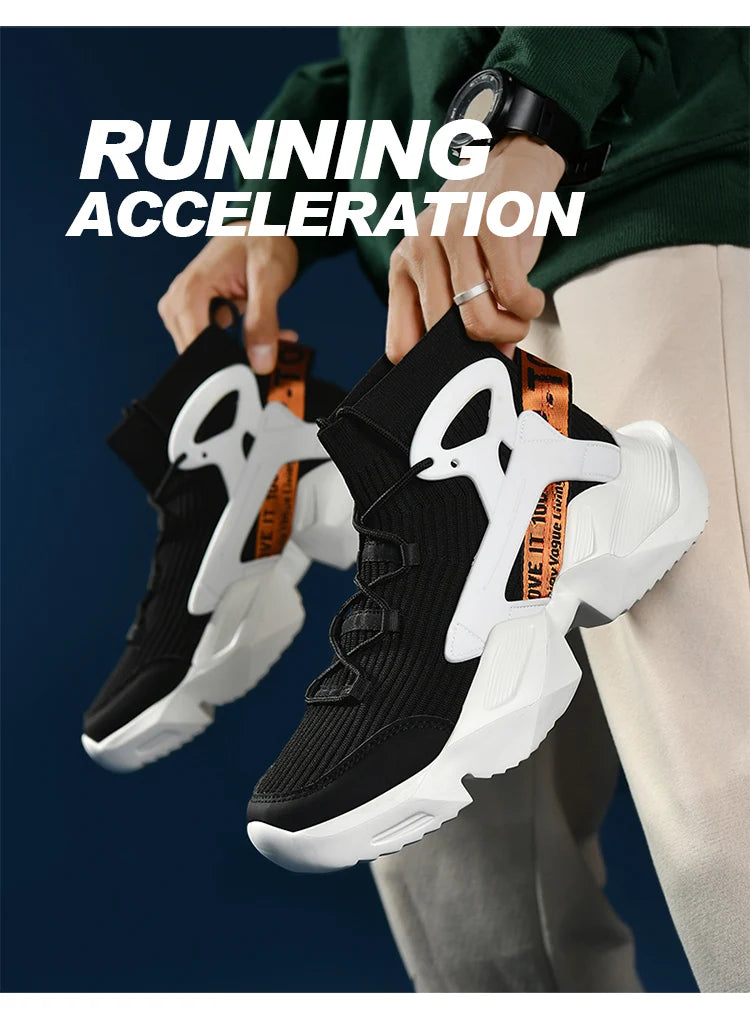 New High-top Men Sneakers Fashion Damping Tennis Shoes Breathable Men's Running Shoes Light  Men's Casual Sports Walking Shoes