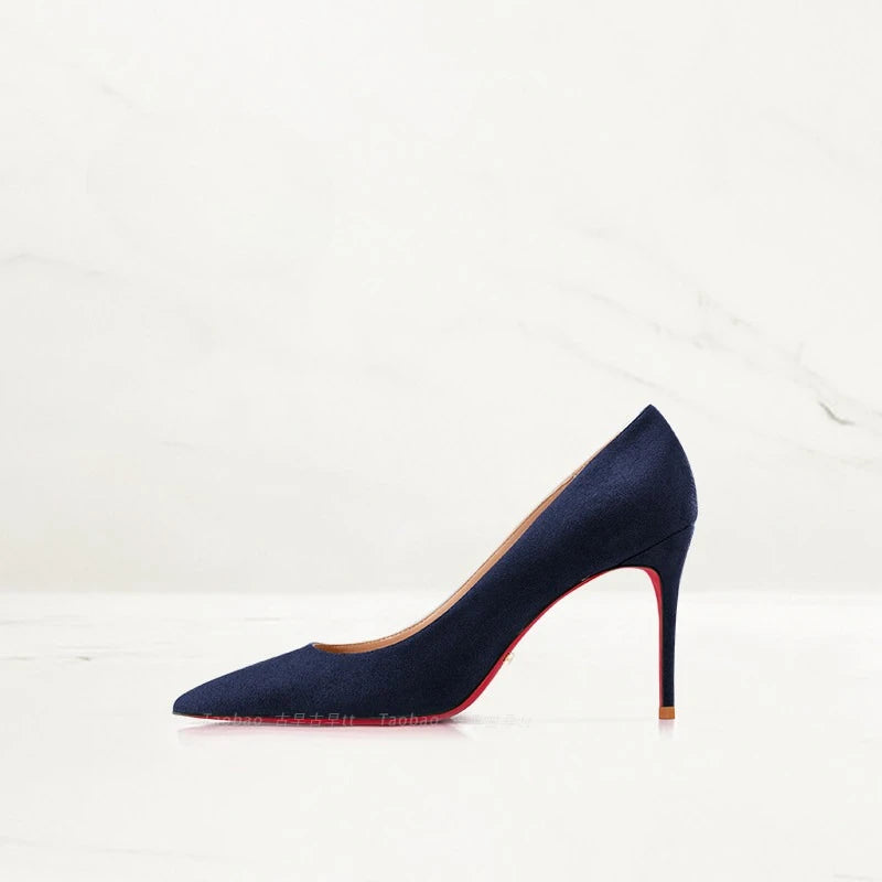 Women's suede black high heels with pointed toe and thin heel, 2026 new style high heels, comfortable and high-end single shoes
