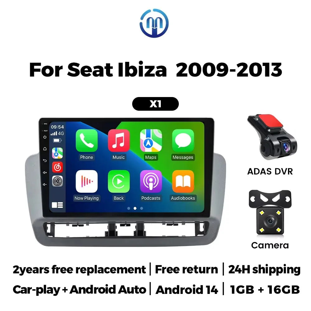Android 2 DIN Car Radio for Seat Ibiza 2012 - 2015 Wireless CarPlay Auto Multimedia Video Player GPS Audio WIFI Stereo Autoradio