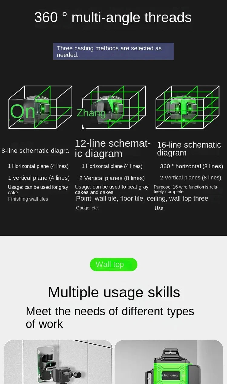 2 batteries laser level 8/12/16 line green light high-precision automatic line shipped from Brazil warehouse duty-free