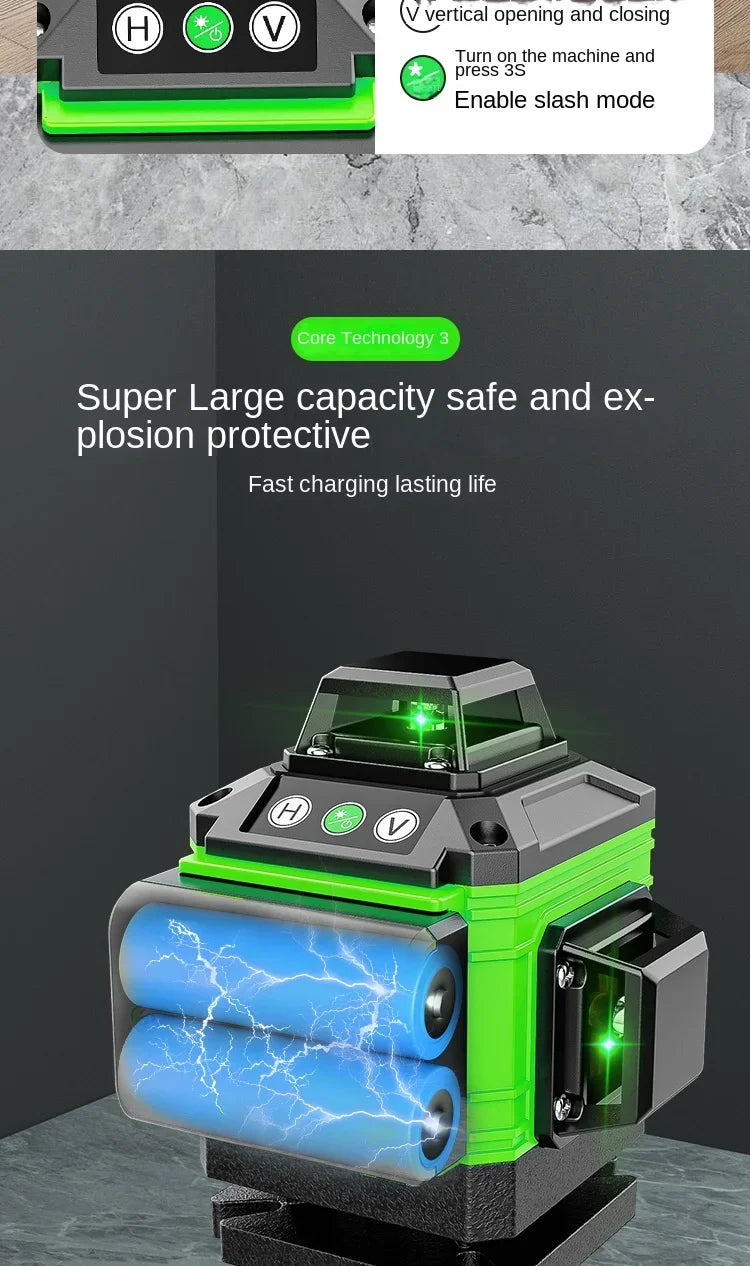 2 batteries laser level 8/12/16 line green light high-precision automatic line shipped from Brazil warehouse duty-free