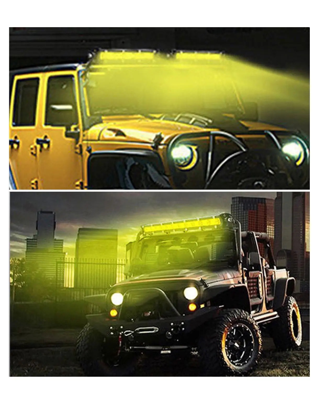 Yellow Single Row Slim 7 13 20 25 32 38 45 50 inch Off-road LED Work Light Bar Fog Driving For SUV UTV ATV 4X4 Truck Boat Car