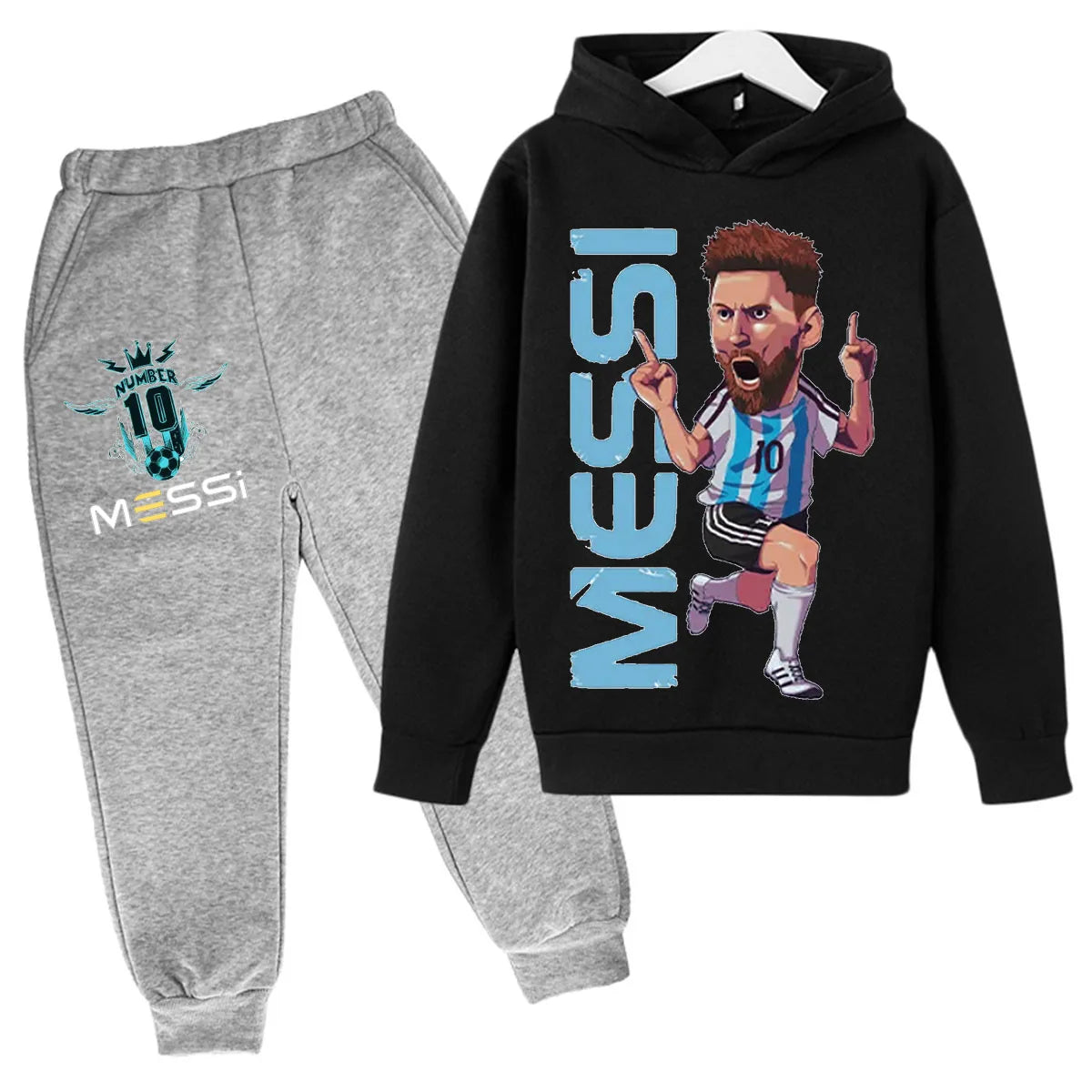 Messi Football Children's Spring and Autumn Long Sleeve Jumpsuit+Sports Pants Baby 3-15 Year Old Boys and Girls' Football Jersey