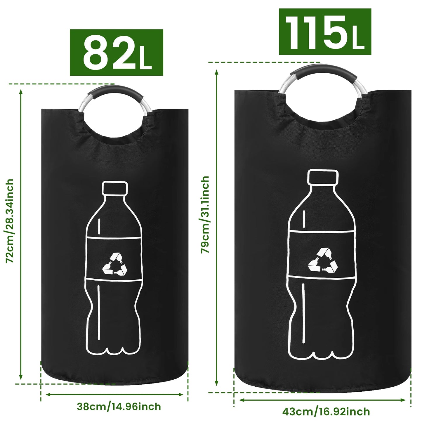 Cestino Pieghevole per Bottiglie Vuote – Grande Capacità con Manico in Alluminio