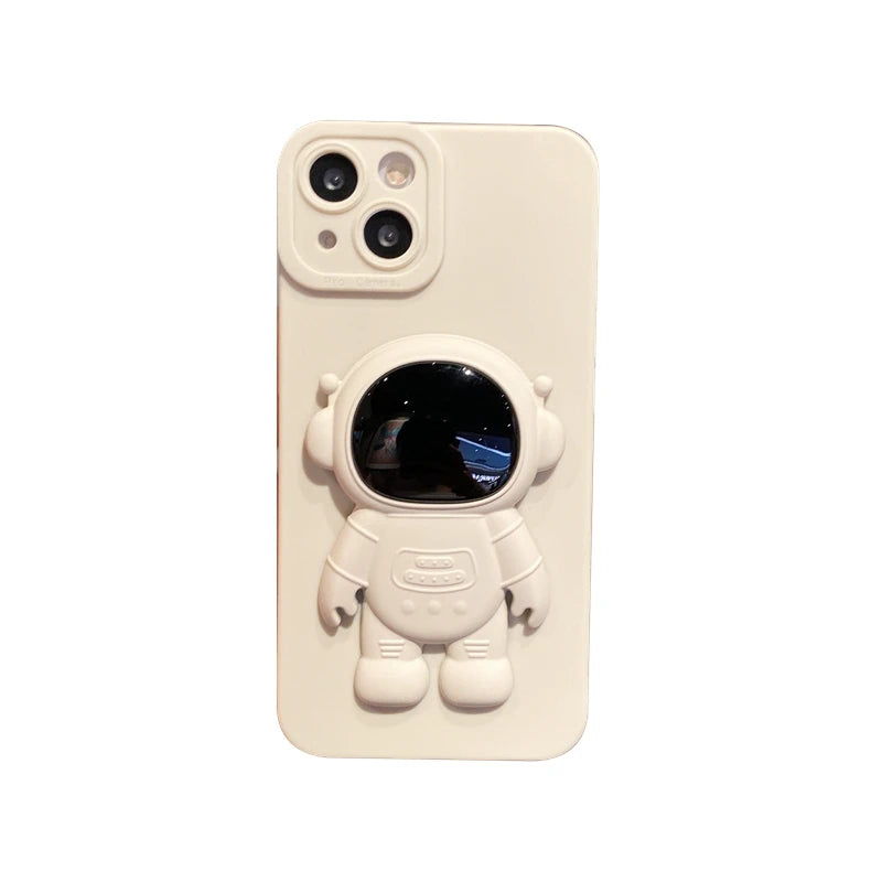 Silicone Astronaut Fold Stand Holder Phone Case For iPhone 15 14 13 12 Mini 11 Pro XS MAX X XR 8 7 6 6S Plus SE 2022 Soft Cover