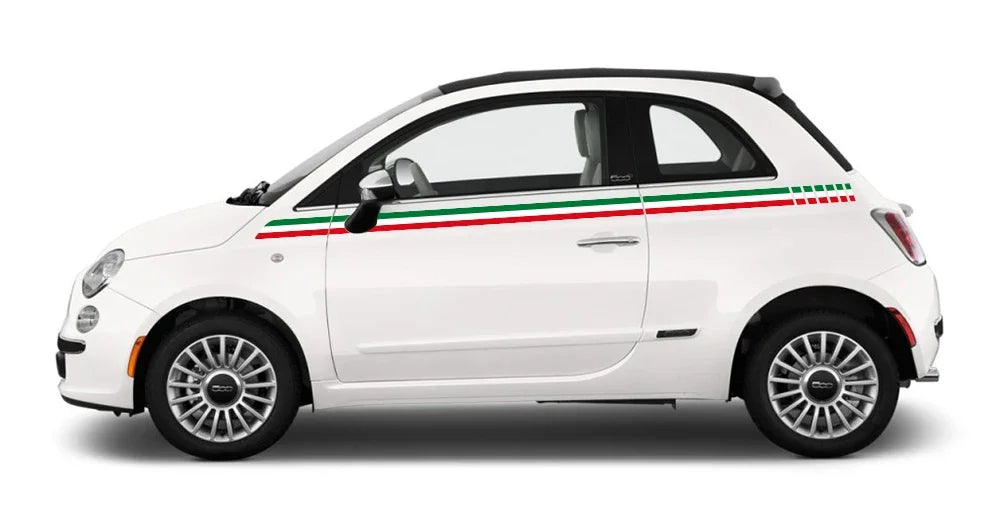 Italy Flag Racing Stripes Graphics Car Vinyl Decals Side Door Italian Style Sticker Accessories For Fiat 500 Abarth 595 695 500C