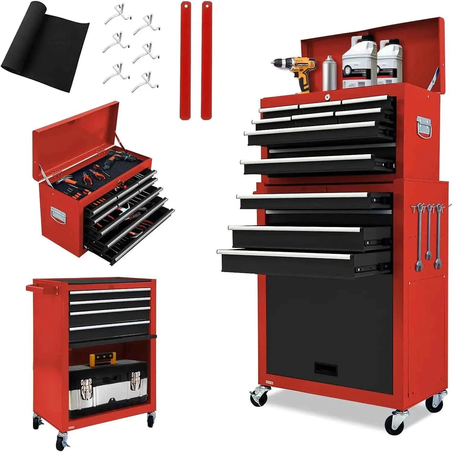 13-Drawer Tool Chest with Wheels,2 in 1 Detachable Rolling Tool box with Drawers,Large ToolBox with Lock
