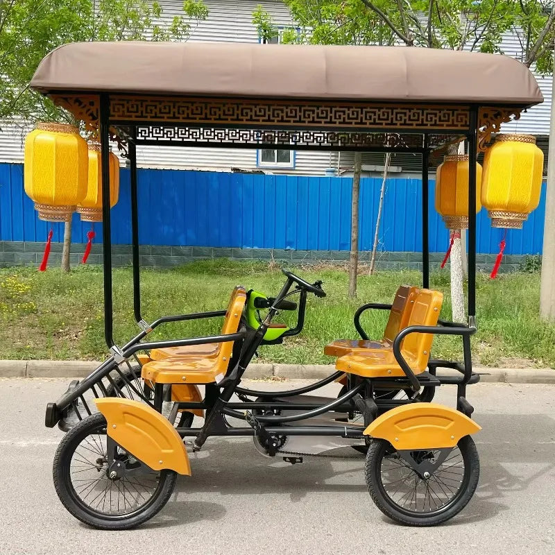 Bikes Surrey Rickshaw Bike Tourists Attraction 4 Seat Sightseeing Tourism