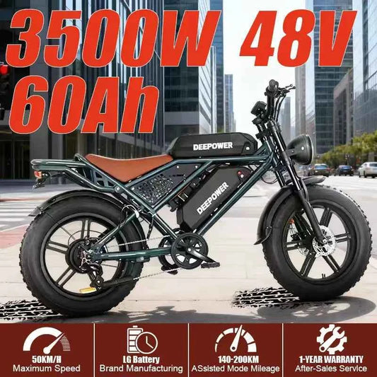 DEEPOWER S8 high-end 3500W48V60Ah mountain off-road electric bicycle, suitable for adults to ride in snow and deserts