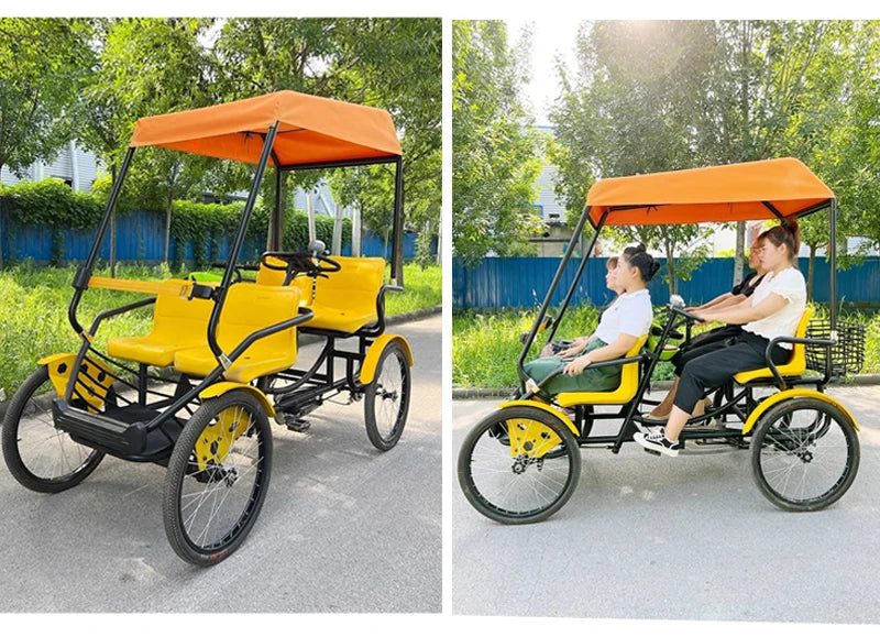 Four-wheel Four-seater Pedals, Electric Surrey Bicycle Park Tourist Venues for Family Use