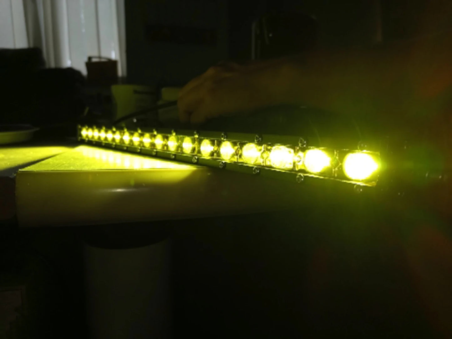 Yellow Single Row Slim 7 13 20 25 32 38 45 50 inch Off-road LED Work Light Bar Fog Driving For SUV UTV ATV 4X4 Truck Boat Car