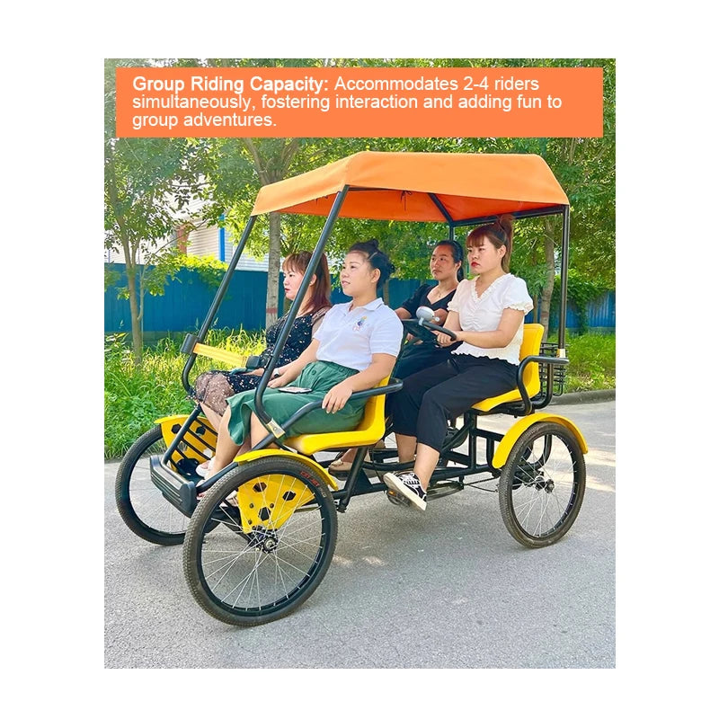 Four-wheel Four-seater Pedals, Electric Surrey Bicycle Park Tourist Venues for Family Use