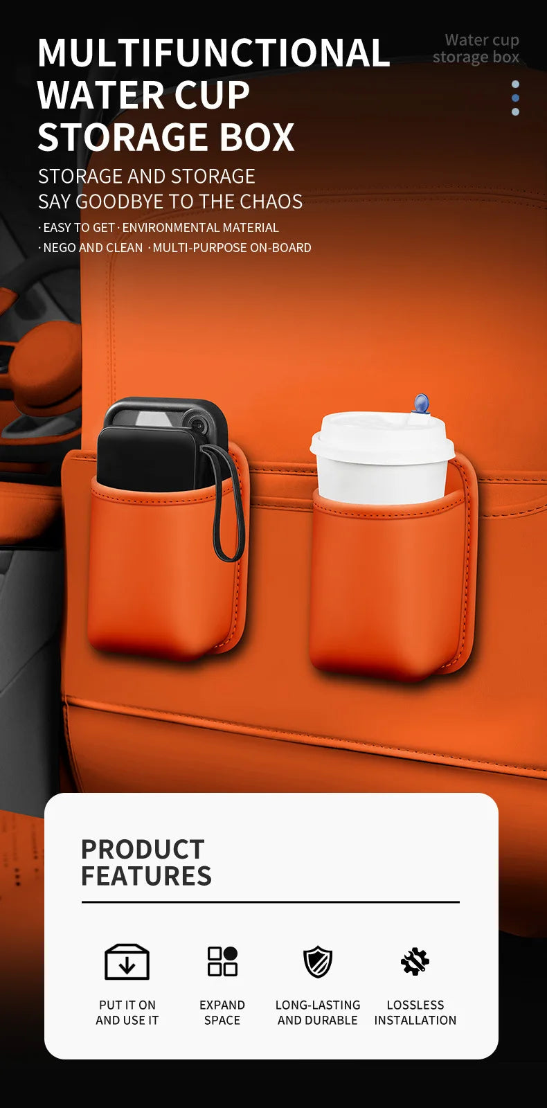 Car Door Beverage Cup Holder And Mobile Phone Storage Box Vehicle Seat Back Interior Organization Bucket