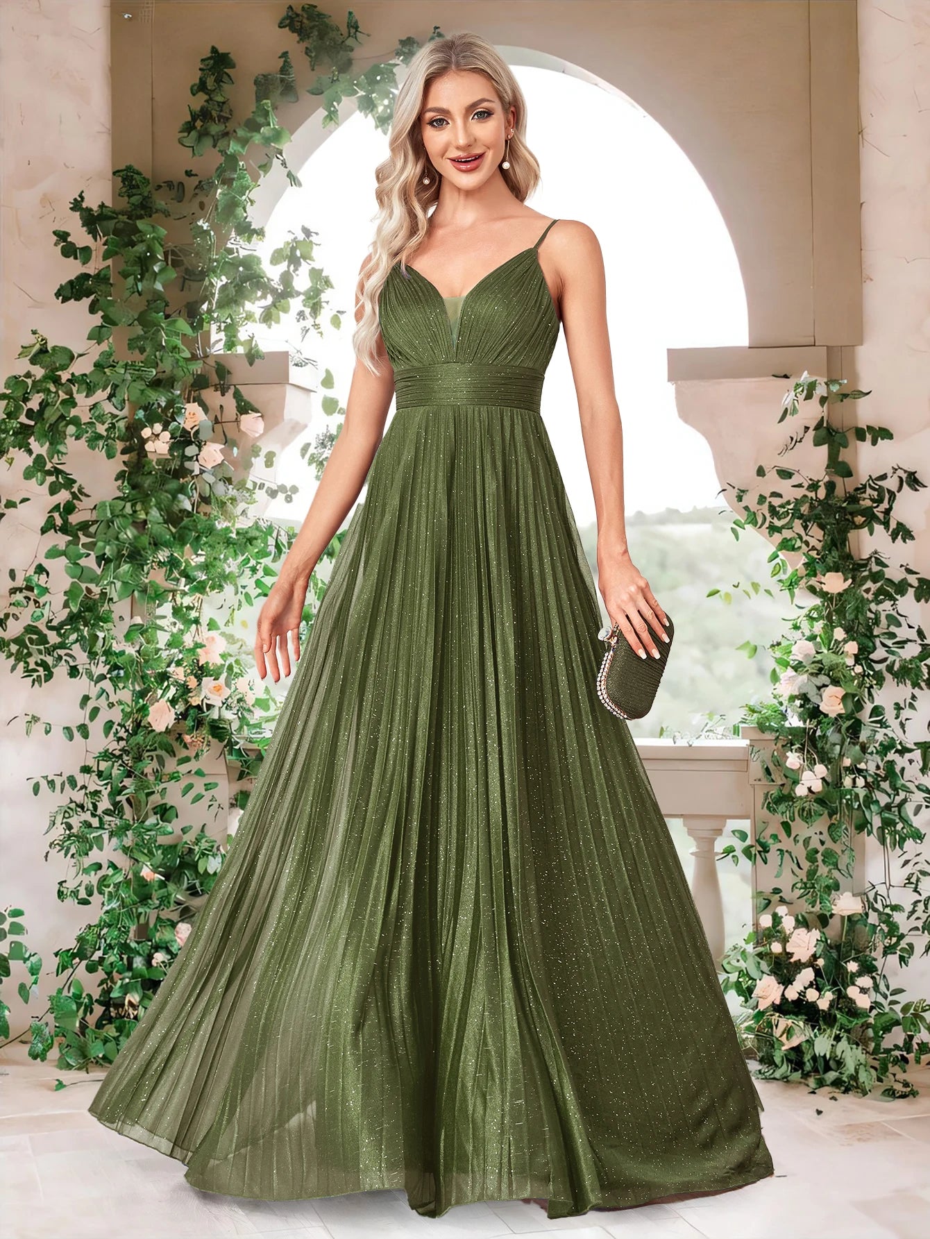 BLUEPLUM Elegant A-line Green Evening Dress Luxury Floor Lenght Women Backless Formal Wedding Party Prom Caicktail Dress Gowns
