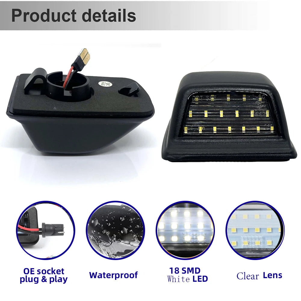 For 2005 2006 Nissan Navara D40 Frontier Diamond White LED License Number Plate Light Tag Lamp