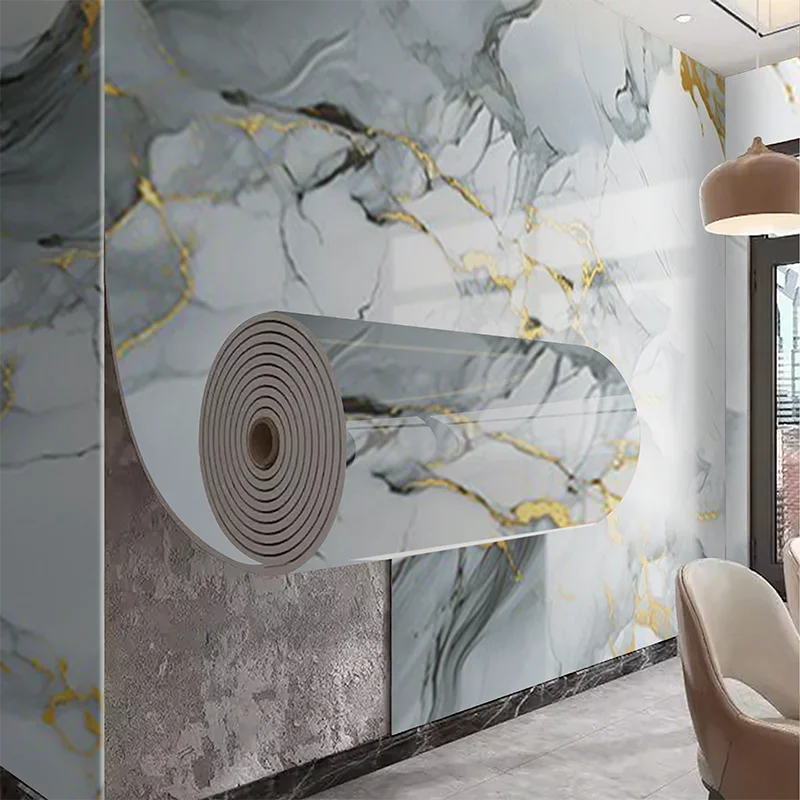 Pannello da parete con motivo in marmo in stile europeo, carta da parati staccabile e incollata, arte decorativa da parete per soggiorno, camera da letto, decorazione domestica