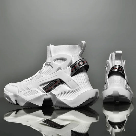 New High-top Men Sneakers Fashion Damping Tennis Shoes Breathable Men's Running Shoes Light  Men's Casual Sports Walking Shoes