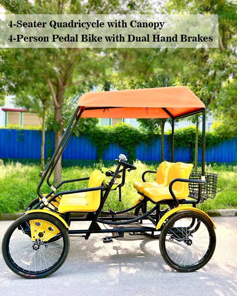 Four-wheel Four-seater Pedals, Electric Surrey Bicycle Park Tourist Venues for Family Use