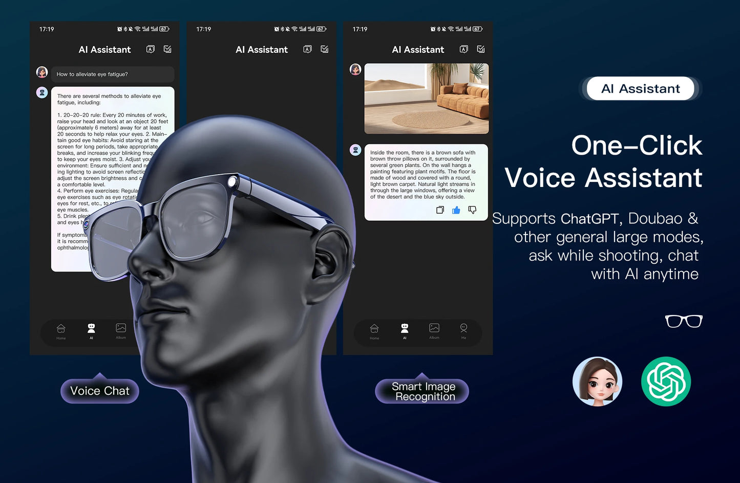Smart AI Translation Smart Glasses Take Photos Recognizing Objects 4K Camera Bluetooth Music Call Intelligent Recording Glasses