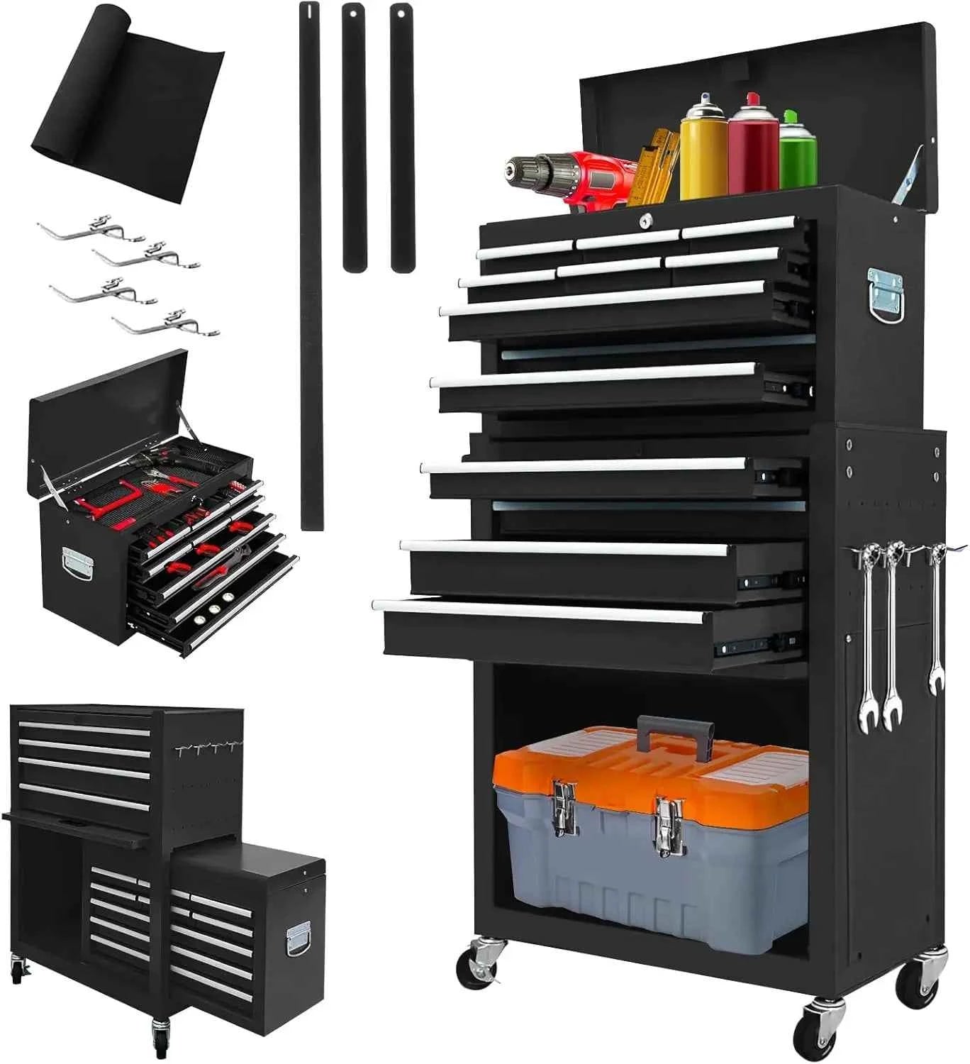 13-Drawer Tool Chest with Wheels,2 in 1 Detachable Rolling Tool box with Drawers,Large ToolBox with Lock