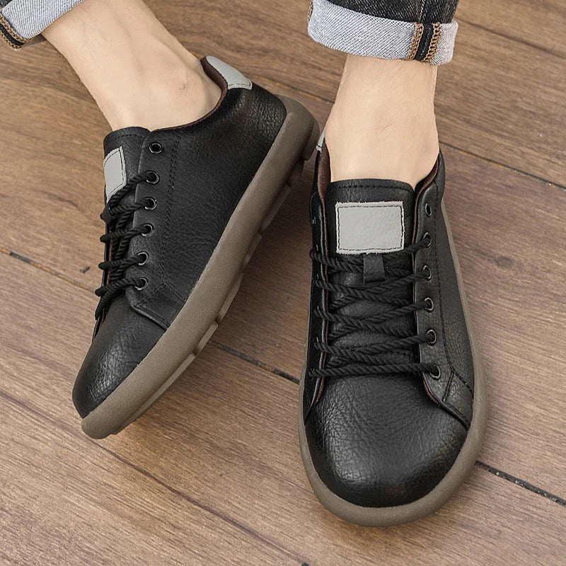 Genuine Leather Mens Casual Shoes New Design Male Sneakers Outdoor Lace-Up Skateboard Footwear Handmade Tenis Masculino Trainers