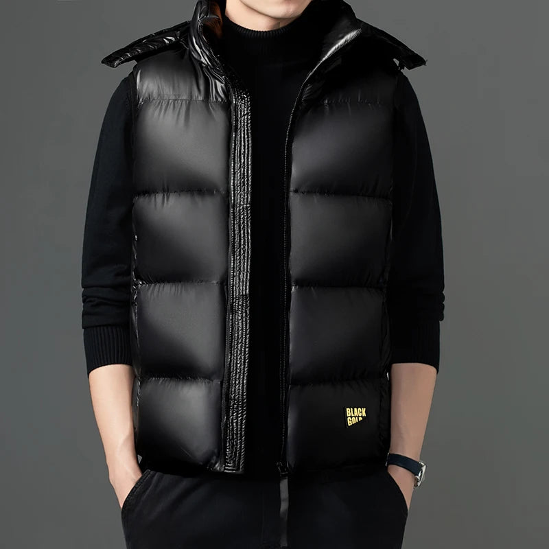 Brand Men Fashion Winter Vest Warm Coat Hooded Light Plus Size Mens Work Vests Waistcoat New Spring Autumn Sleeveless Jacket