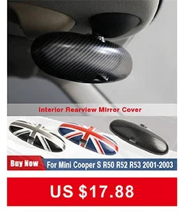 For Mini R50 R52 R53 One Cooper S Hatchback Convertible Car Decoration Accessories Auto Rear View 2pcs Mirror Covers