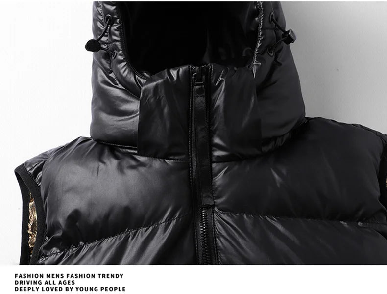 Brand Men Fashion Winter Vest Warm Coat Hooded Light Plus Size Mens Work Vests Waistcoat New Spring Autumn Sleeveless Jacket