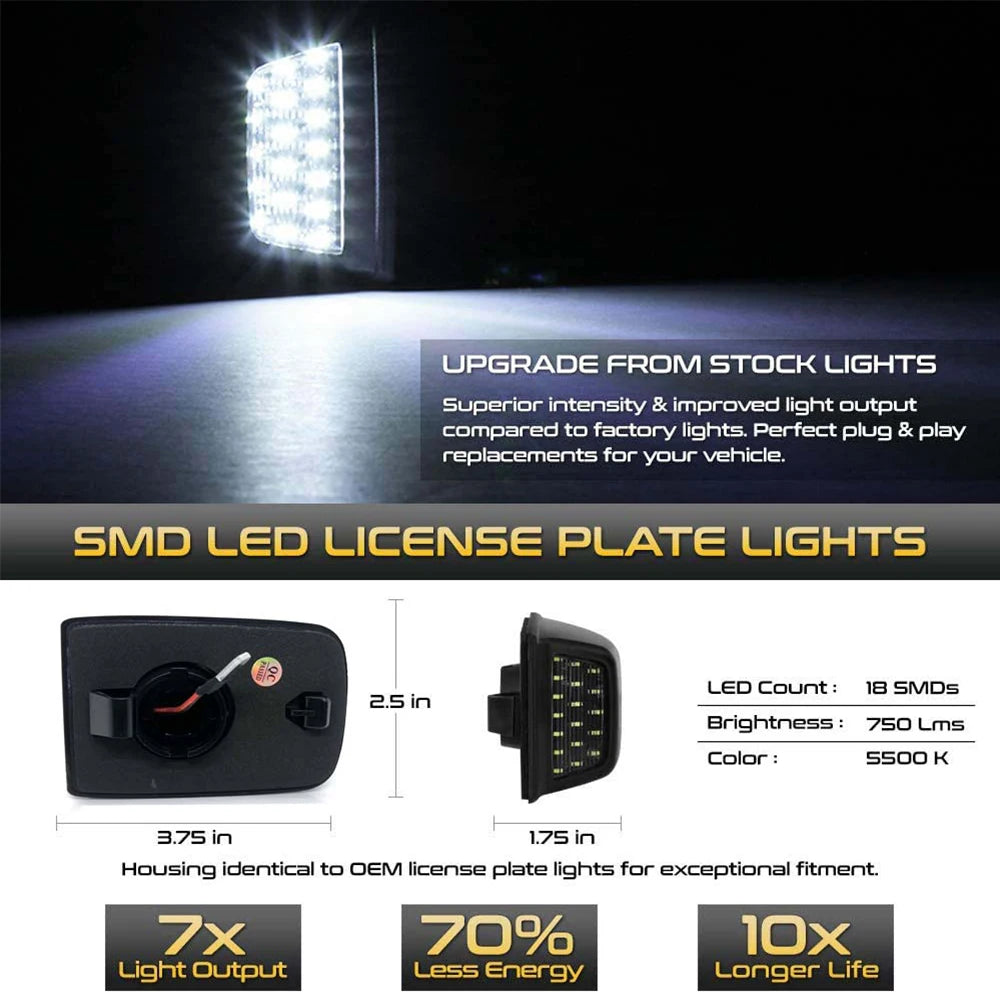 For 2005 2006 Nissan Navara D40 Frontier Diamond White LED License Number Plate Light Tag Lamp