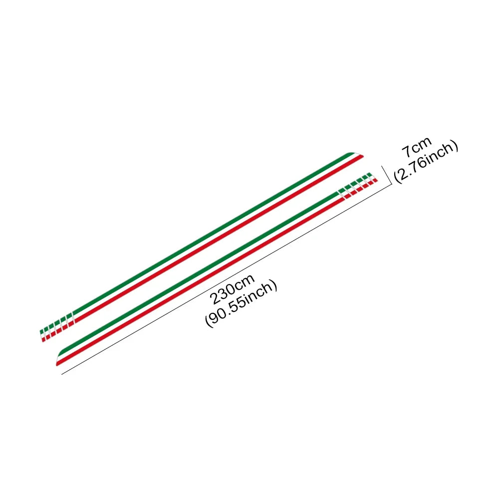 Italy Flag Racing Stripes Graphics Car Vinyl Decals Side Door Italian Style Sticker Accessories For Fiat 500 Abarth 595 695 500C