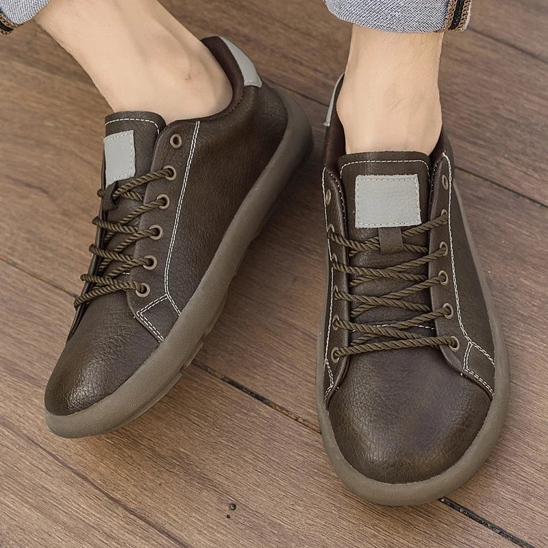 Genuine Leather Mens Casual Shoes New Design Male Sneakers Outdoor Lace-Up Skateboard Footwear Handmade Tenis Masculino Trainers