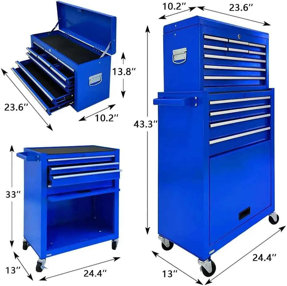 13-Drawer Tool Chest with Wheels,2 in 1 Detachable Rolling Tool box with Drawers,Large ToolBox with Lock