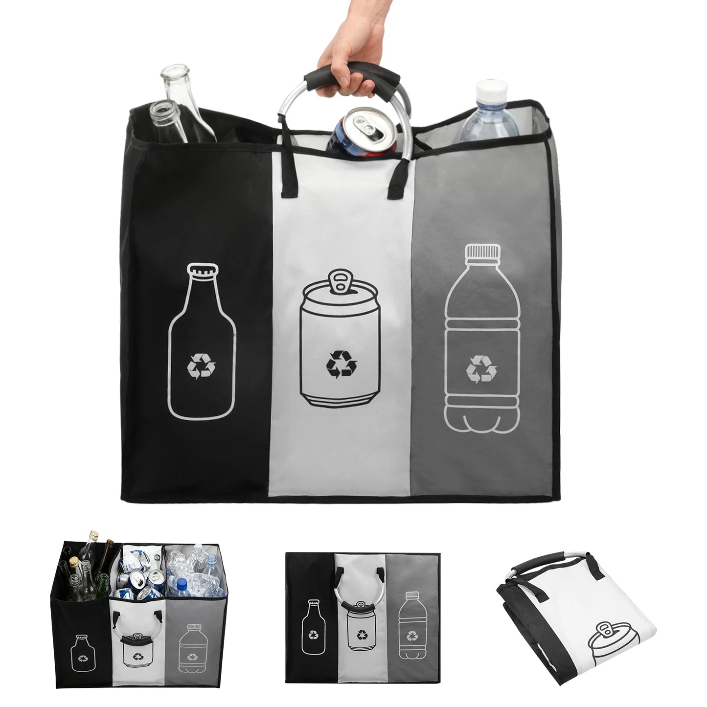 Cestino Pieghevole per Bottiglie Vuote – Grande Capacità con Manico in Alluminio