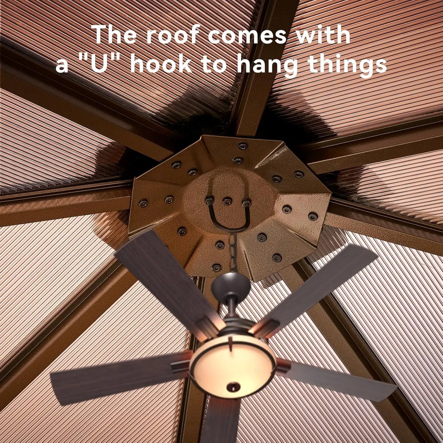 10' x 12' Gazebo Single Polycarbonate Top, Outdoor Aluminum Frame Permanent Gazebo with Curtains and Netting, for Patio