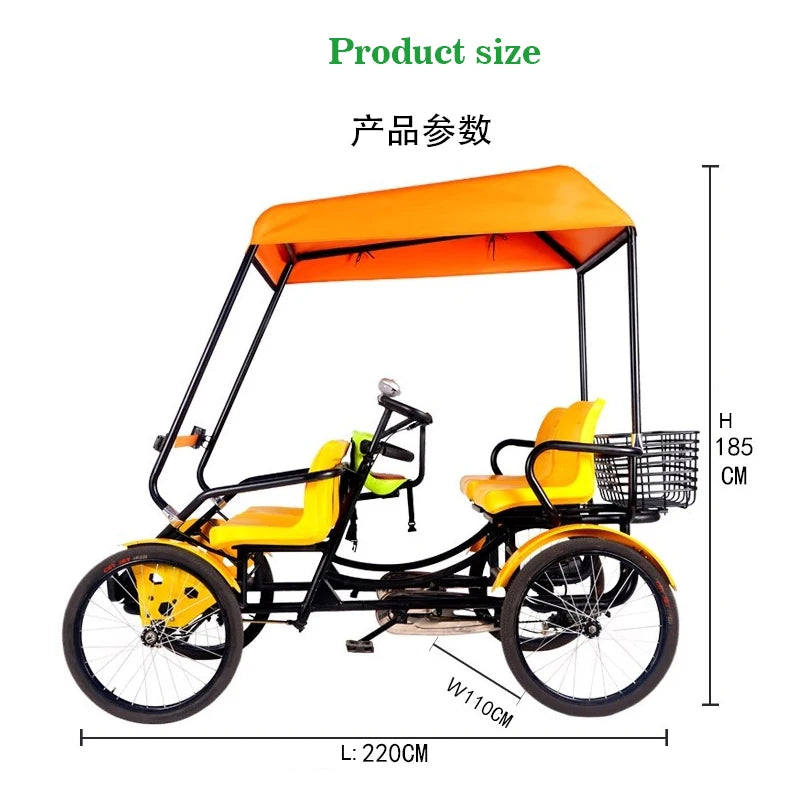 Four-wheel Four-seater Pedals, Electric Surrey Bicycle Park Tourist Venues for Family Use