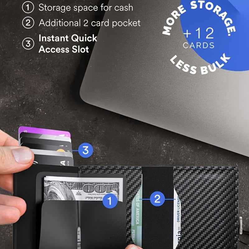 Auto Side Push Card Holder Wallet For Men Slim RFID Blocking Money Clip Wallets Minimalist Wallet With Money Pocket